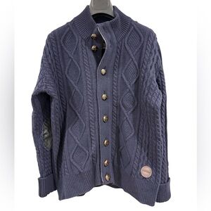 Barbour Men's Navy Cable Knit Cardigan